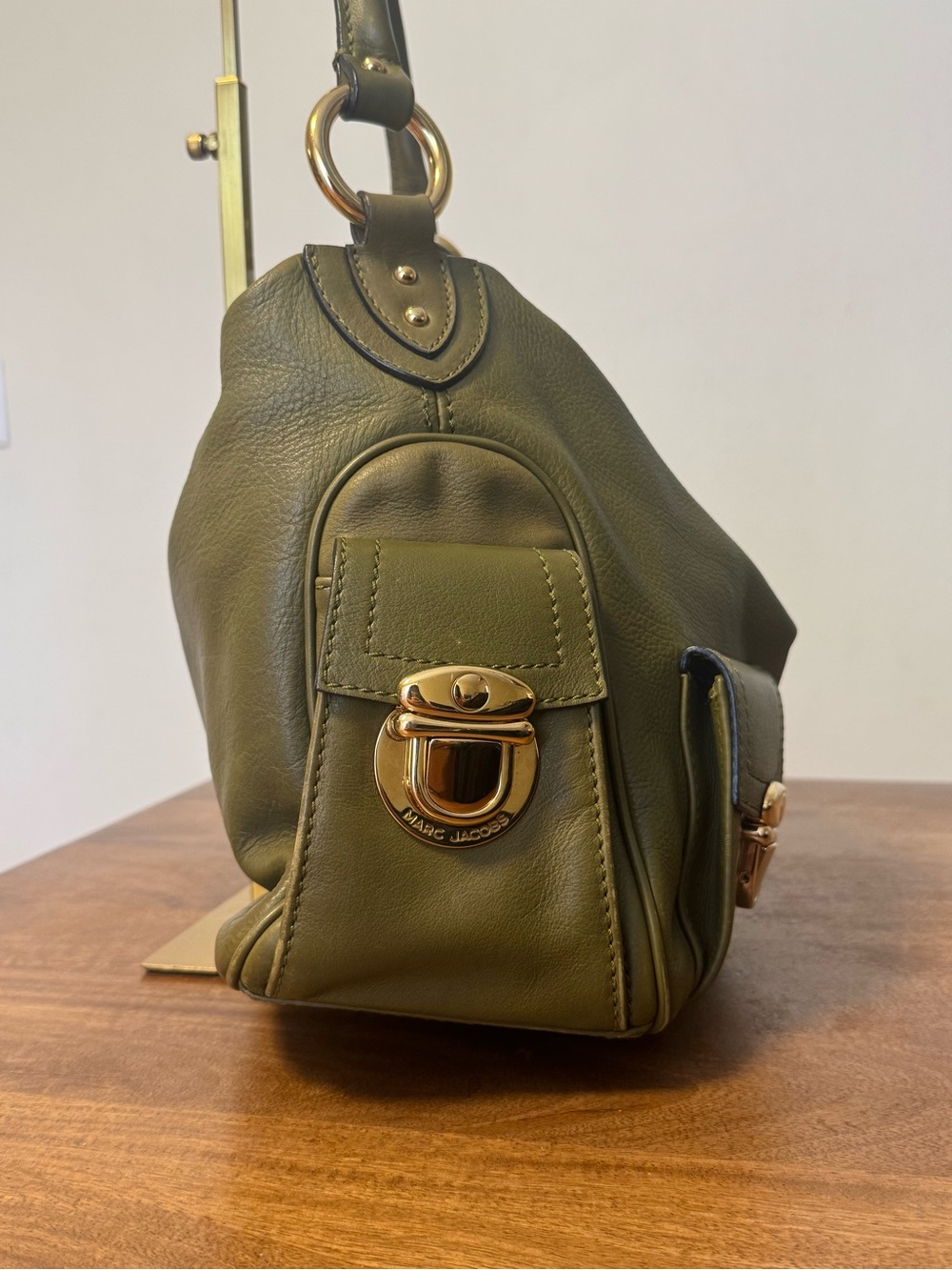 Vintage Marc Jacobs Large Olive Green Multipocket Shoulder Bag RARE - Picture 6 of 9